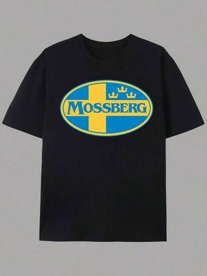 Unisex'S Casual Crew Neck T-Shirt With Mossberg Print