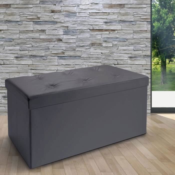 Storage Bench - OSE - 76 Cm - Solid Wood - Grey - Contemporary Design