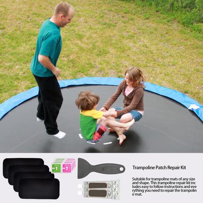 Trampoline Patch Repair Kit 20x10cm Rectangle Trampoline Mat Patches Set With Glue Adhesive Crack Repair Tools Tears Restorer