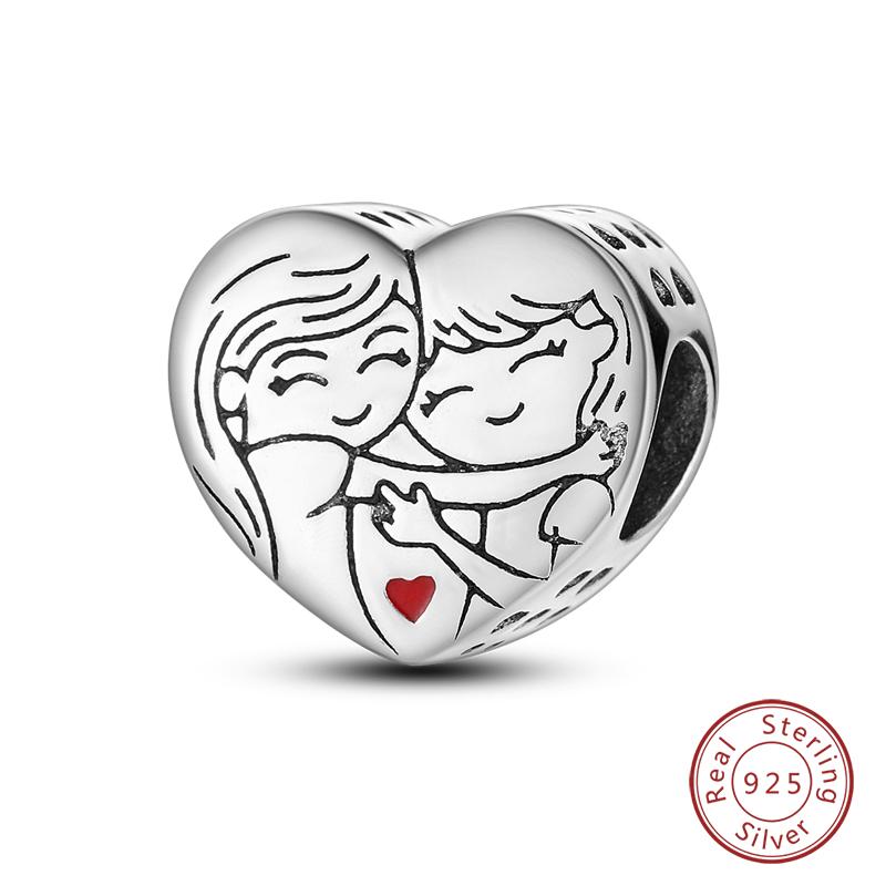 100% Copper Sisters Best Friends Series Charms Pink Heart Rose Beads Fit Qikaola Bracelet Diy Birthday Jewelry Gift