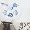 Adhesive Fish Cutouts for Walls 6Pcs Wooden Wall Decor, Marine Striped Ocean Theme Stickers, Self-Adhesive Nature Inspired Art Coastal Beach Kids Room