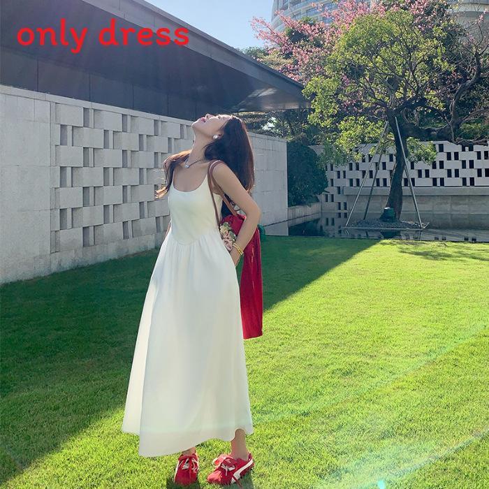 White Sleeveless Aline Dress With Polyester Fabric For Summer Vacation And Casual Wear