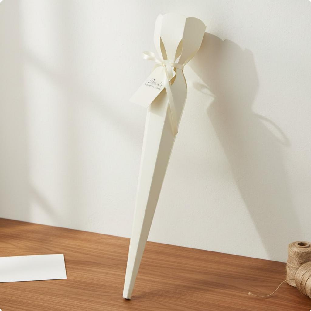Ice Cream Cone Flower Box Versatile Korean Design Flower Cone Single Flower Gift Box Easy to Assemble Tapered Floral Arrangement