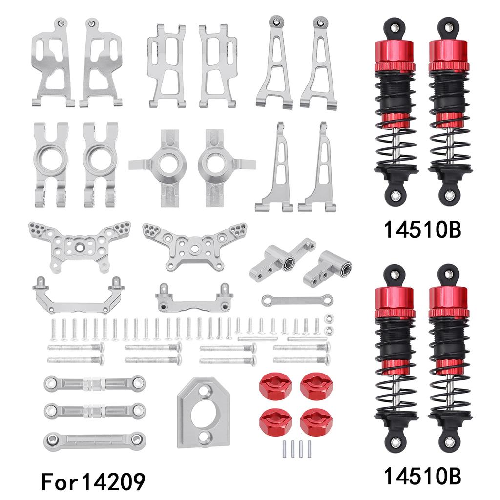 Mjx 14210 14209 H14BM Metal Steering Cup Upper Lower Swing Arm Set Shock Tower Bracket Body Post Hyper Go RC Car Upgrade Parts