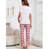 1011 Frühling neu Damen Freizeit Rot kariert Bequem Pullover Kurzarm für Loungewear Zweiteiliges Set