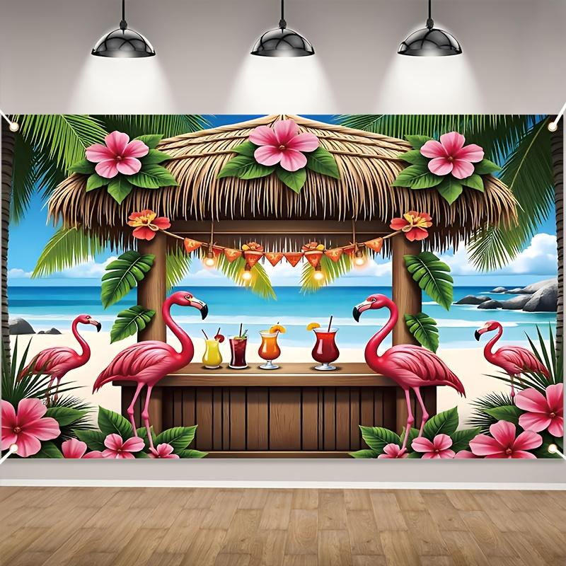 

BEPAN Summer tropical rainforest flamingo theme background can be customized for birthday party, friend gathering, photo studio props Vinyl--W120xH80cm