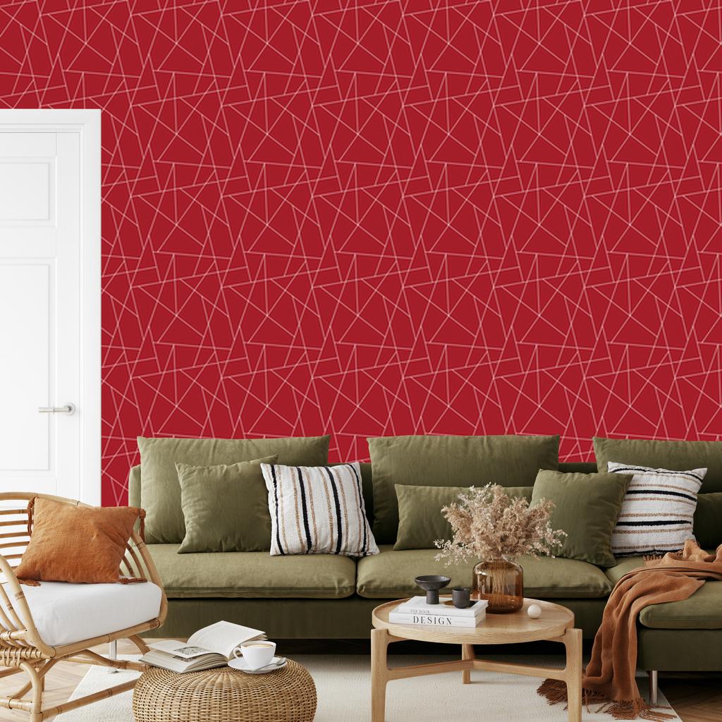 Wallpaper Geometric pattern red, clear detail 50x1000