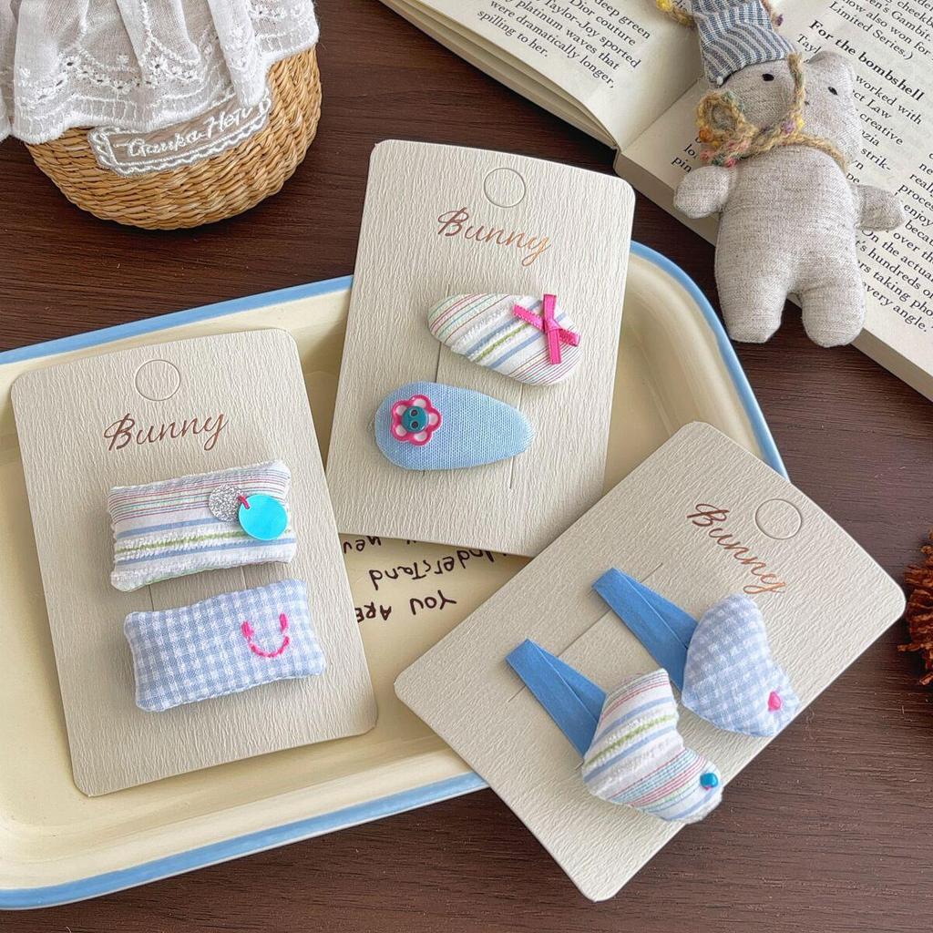 Blue Stripe Heart High-End Children's Hair Clip