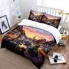 Rainbow Fairy Tale Town Scenery Duvet Cover Set With 3D Printing Design Soft Polyester Bedding Set All-Season Comfort For Gifts