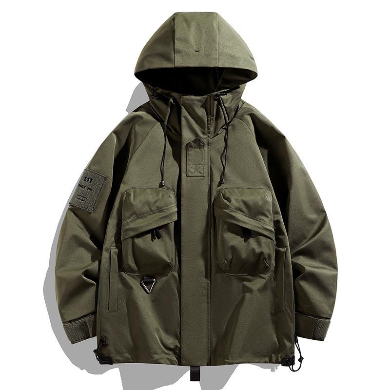 Men's Outdoor Tooling Wind Jacket Large Size Men's and Women's Hooded Versatile Casual Jacket Men's