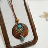 Round Sweater Chain Wooden Necklace Female Jewelry Vintage Leather Lanyard