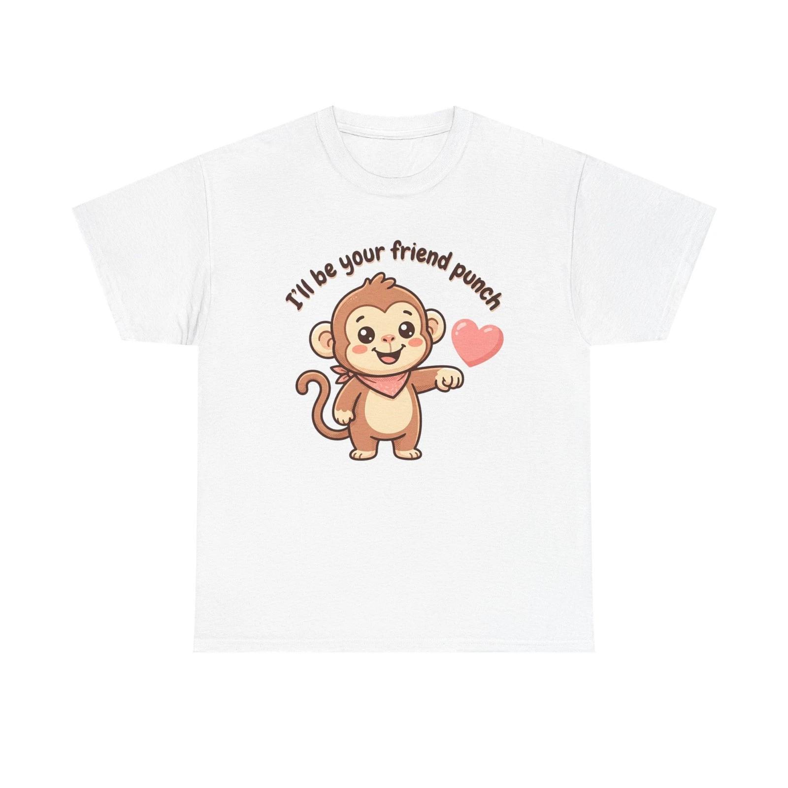 

Cute Monkey I’ll Be Your Friend Punch T shirt | Cartoon Heart 4XL