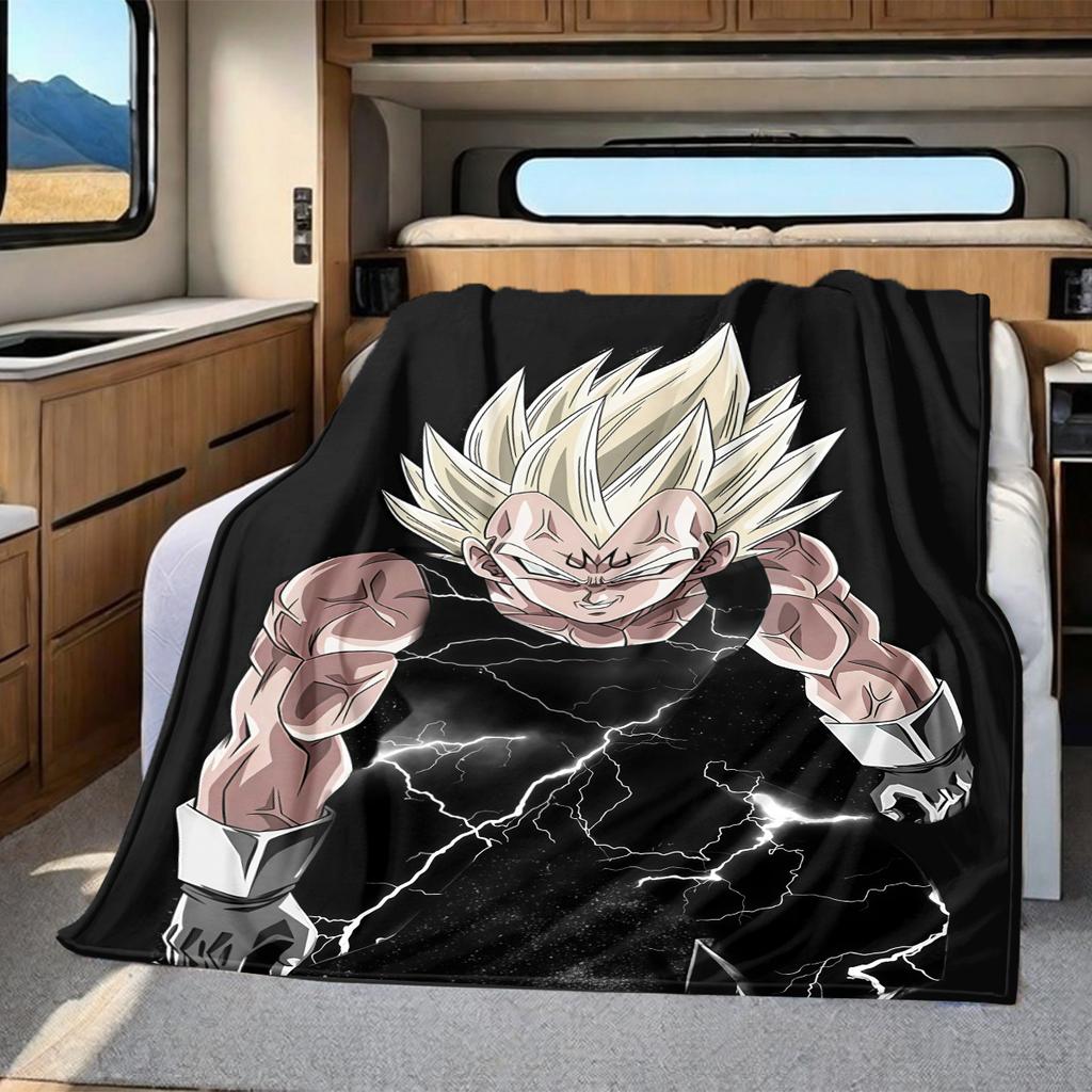 1PC Vegito Print Flannel Blanket, High quality All Seasons, Home Decor, Warmth and Comfort, Perfect for Christmas Gifts