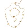 Yhpup Gift New Style Stainless Steel Exquisite Chain Necklace Bracelet Bangle Set Gold & Platinum Plated Stylish Unique Jewelry