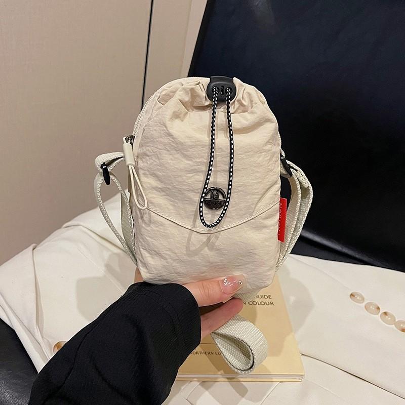 Color Solid Soft Canvas Water Bucket Hiking Bag Single Shoulder Strap Daily Use