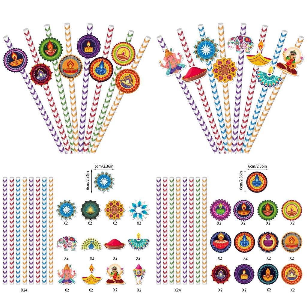 Disposable Party Diwali Paper Straw For Festive Table Setting And Decor Event