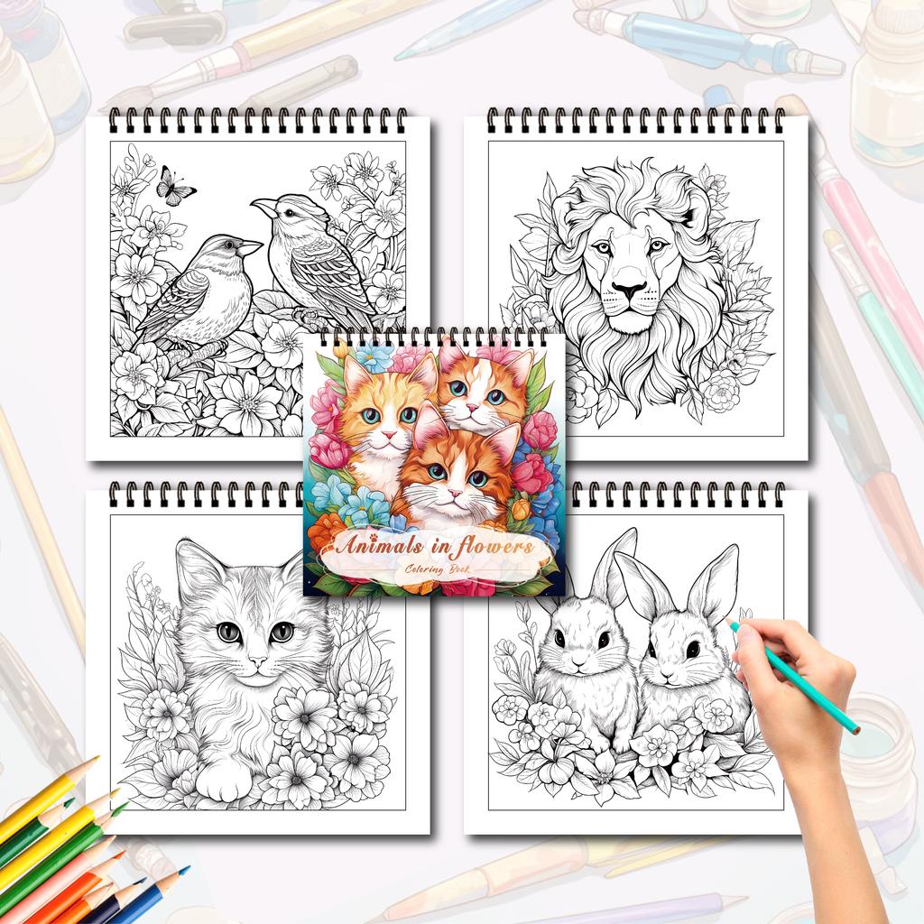 3pcs Coloring Books - Bird, Cat, Mandala Patterns, Thickened 30 Pages, Spiral Bound, Perfect for Stress Relief, Gift Ideas