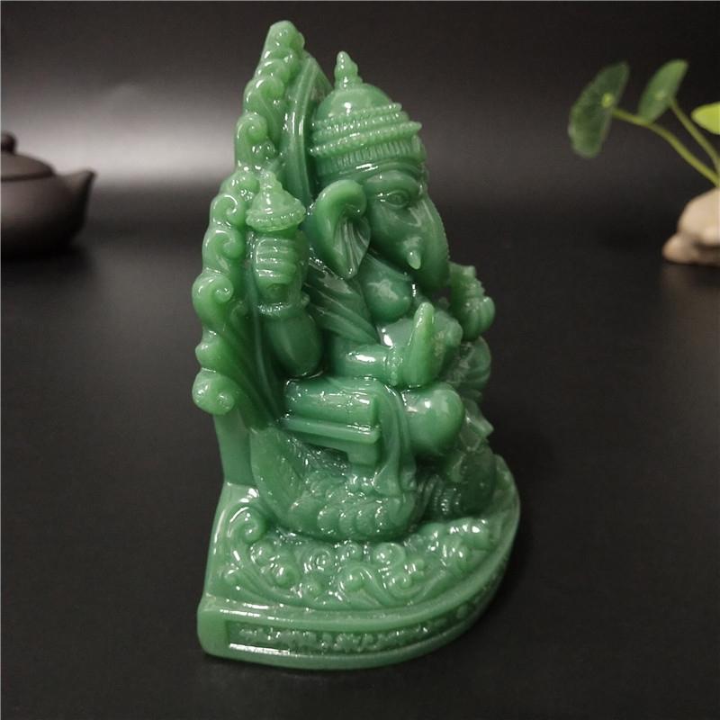 Ganesha Buddha Statue Elephant Hindu God Sculptures Figurines Resin Craft Man-made Jade Stone Ornaments Home Garden Decoration