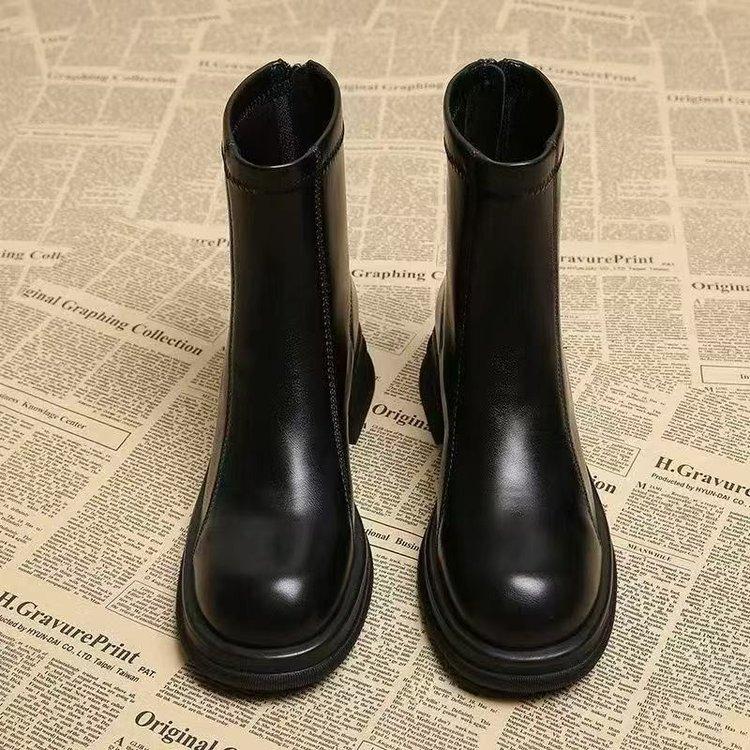 Retro style short boots women's autumn and winter thin small ankle boots thick-soled fried street Martin boots