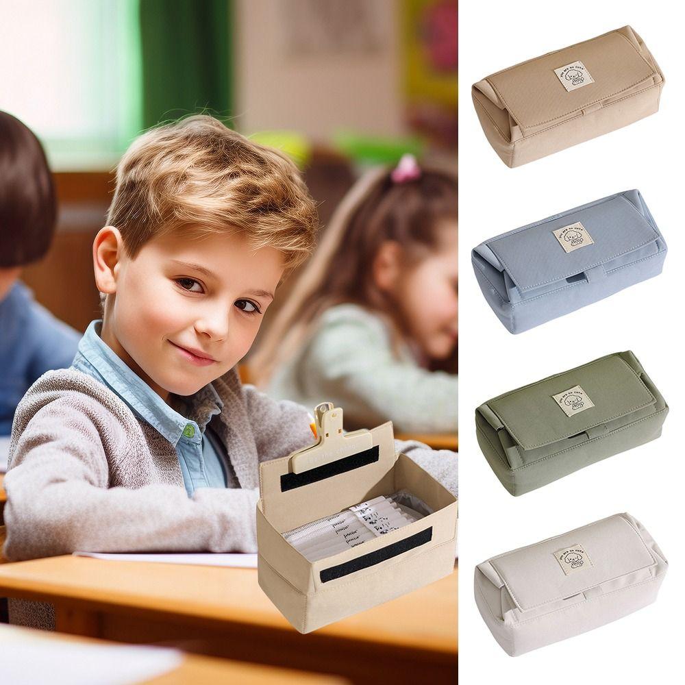 

Puppy Pattern Pen Bag Canvas Flip Pen Pouch Cute Pencil Case Student Supplies синій