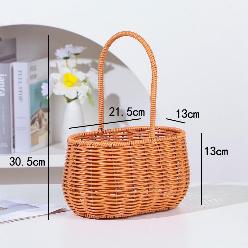Handmade Imitation Rattan Picnic & Gift Basket with Iron Art Elements