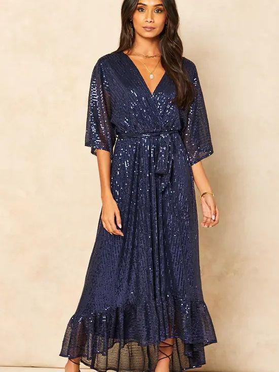 Elegante Europese Pailletten Avondjurk met Elastische Taille voor Dames