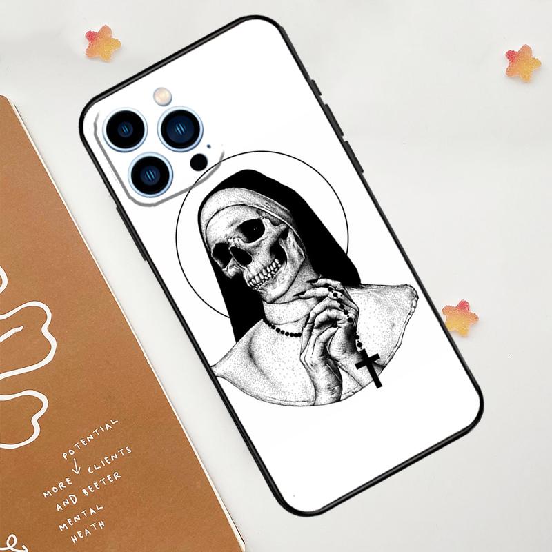 Dämonische Nonne Teufel Satan Kreuz Handyhülle Für iPhone 17 Pro Max 14 13 12 11 15 16 Pro Max mini 16 Plus 16e 17 Air Funda