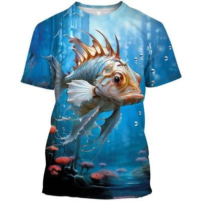 T-shirt à Motif Poisson Rouge Koi Pour Homme Poisson Amusant Imprimé 3D Manches Courtes Mode Unisexe Street Col Rond T-shirts Hauts Enfants