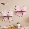 Wall Mounted Bow Shelf Cute Pink Wooden Shelf, Shaped Display Rack, Mount Room Decor for Girls Storage Bedroom Vanity Room, Decorative Small