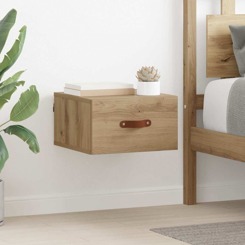 Wall Mounted Nightstand Artisan Oak 35 X 35 X 20 Cm