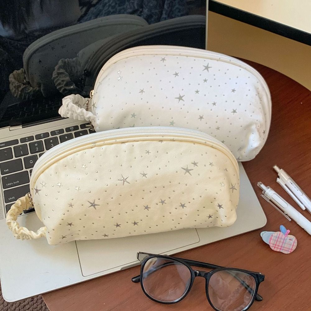 Star Polka Dot Pencil Case Shell-Shape Pencil Pouch Simple Stationery Bag  Gift