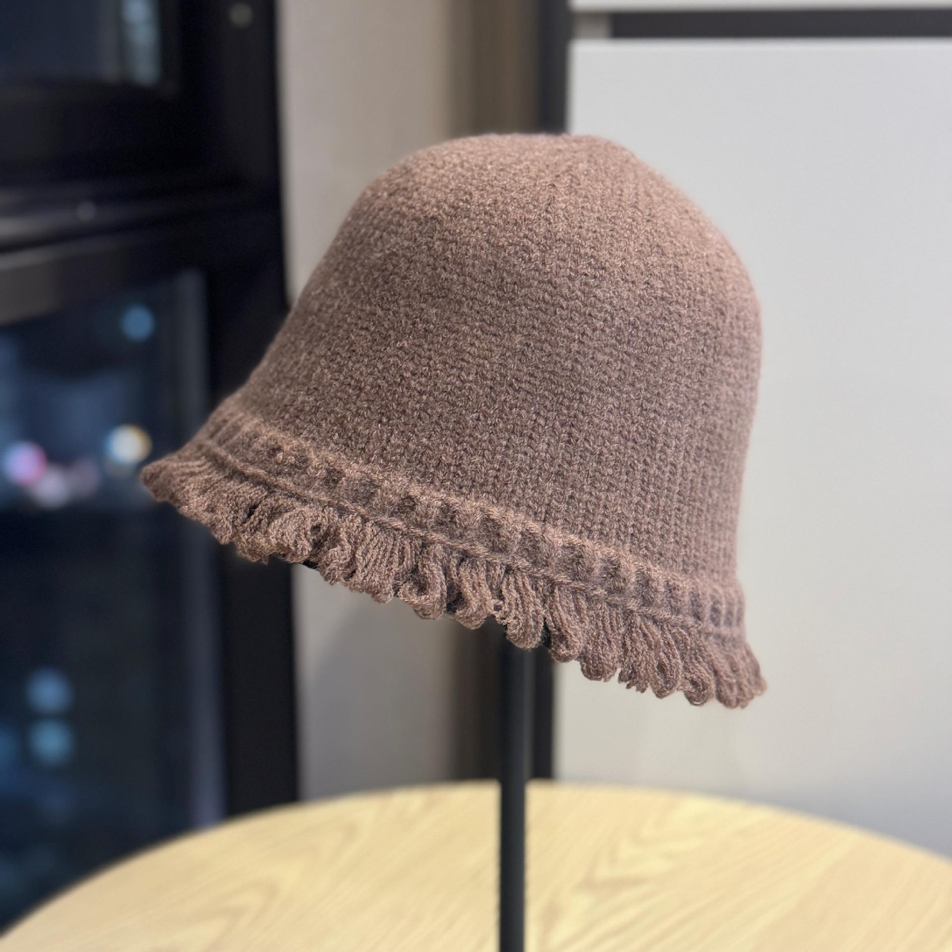 

New Style Fisherman Hat for Women Korean Style Autumn and Winter Knitted Basin Hat Niche Design Tassel Edge Fashionable Woolen Hat Versatile Cold Hat one size