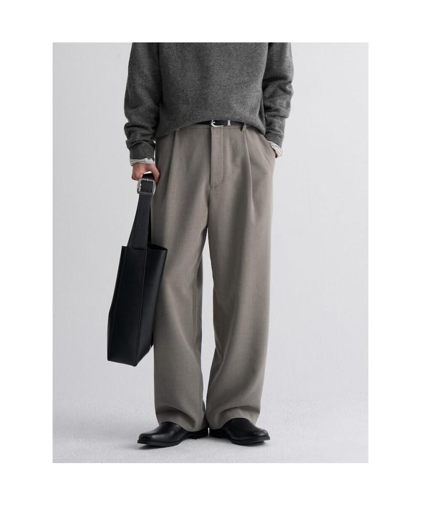 8SECONDS [Everyday Slacks] Fleece-Lined Wide Tapered Fit Elastic Waist Slacks - Beige