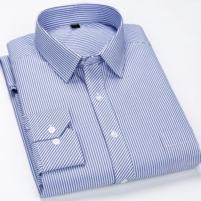 8XL 7XL 6XL Plus Size Men Long Sleeved Shirt  Mens Business Casual  Slim Fit Shirts Men Striped Dress Work Social Dress Shirt