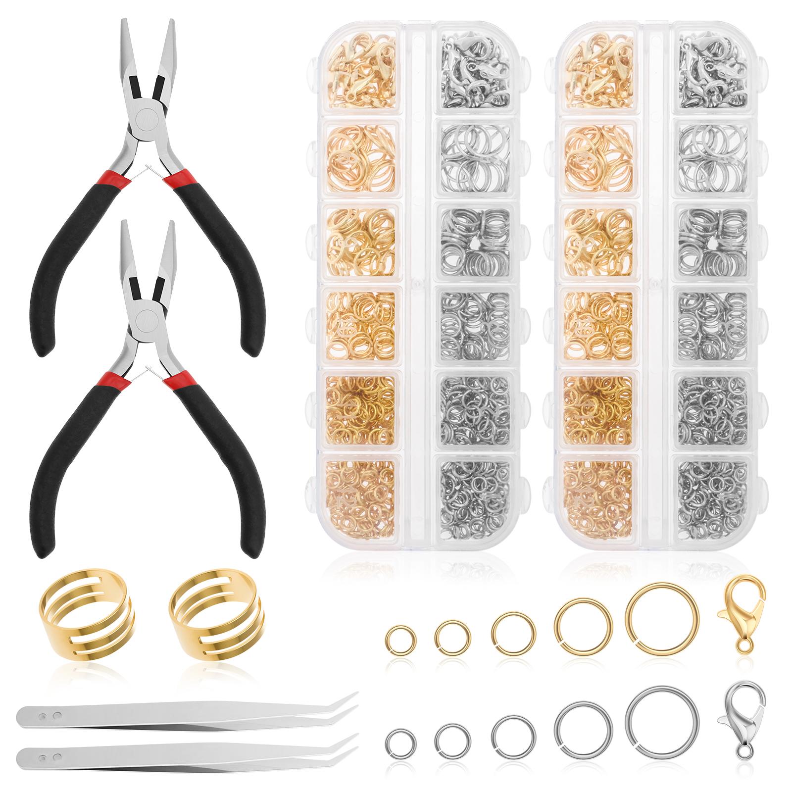 

Серебряные и золотые соединительные кольца с плоскогубцами и пинцетом Набор для ремонта ювелирных изделий Инструмент для ремонта ожерелий своими руками Портативные принадлежности для изготовления ювелирных изделий