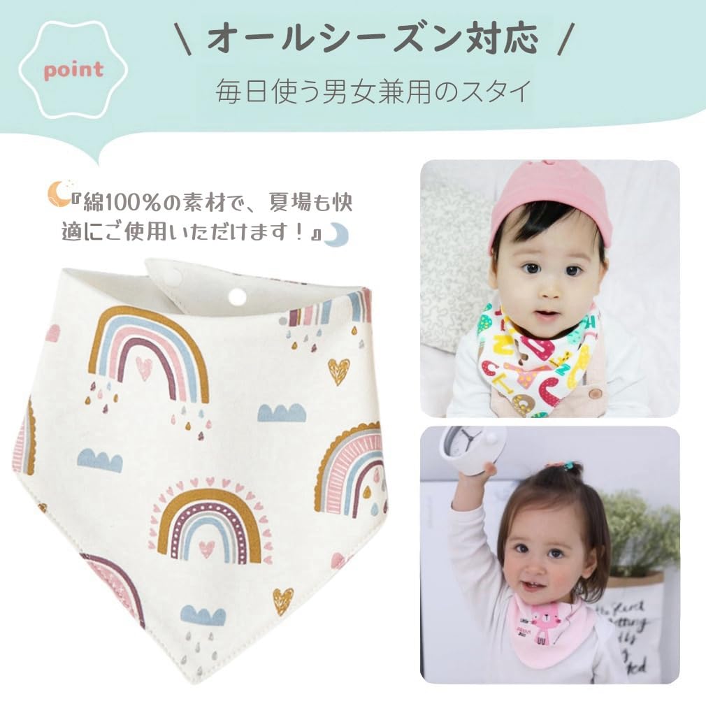 MARBEINE Baby Set of Triangle Animal for Boys and Mealtime Soft Bibs, 4, 100% Cotton, Bibs, Waterproof, All-Over Print, Print, Girls, Bandana, Apron,
