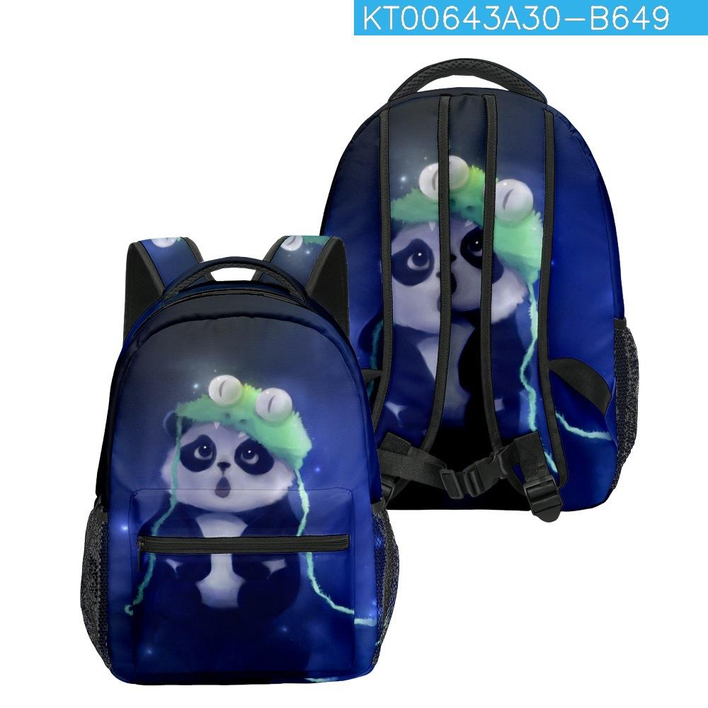 Hip Hop Kpop Jugendliche Schultaschen Unisex Niedliche Panda-Reisetaschen 3D-Druck Oxford Wasserdicht Notizbuch Schulrucksäcke