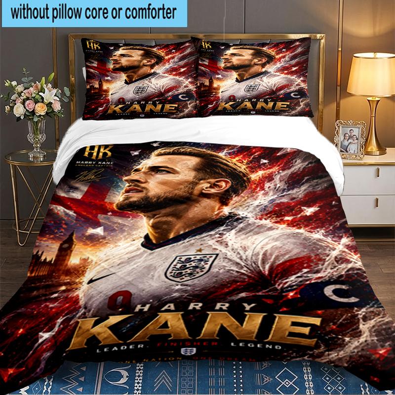 3PCS Football Player Kane Bedding set,Ideal for1pc Duvet Cover And 2pcs Pillowcases Perfect for Christmas gift,Ideal for Bedroom, Dormitory