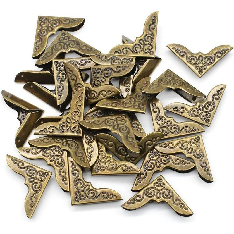For 36 Pcs Vintage Bronze Book Corner Protectors 30 X 30 Mm Corner for Folders Book Scrapbooking Menus Albums File Decoration