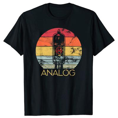 Vintage Retro Analog Audio Kostenloses O-Ausschnitt Baumwoll-T-Shirt Herren Lässig Kurzarm-T-Shirts Tops Harajuku Streetwear Herrenbekleidung