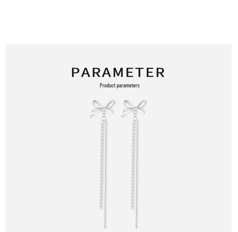 S925 Sterling Silver Bowknot Diamond Inlaid Long Tassel Earrings - Luxurious, Versatile Fashion Accessories for Women