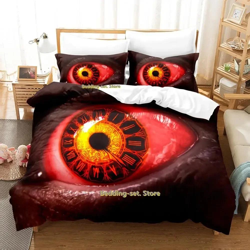 Hip Hop Worldeater Galaxy Eye Watercolor Artistic Eye Bedding Set Cartoon Anime Three-piece Set Adult Kid Bedroom Duvetcover Set