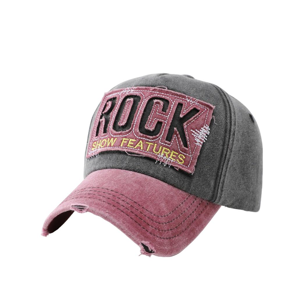 American Rock Alphabet Baseball Cap Women's Wide Brim Big Face Showing Face Small Cap Men's Big Head Circumference Soft Top Hat