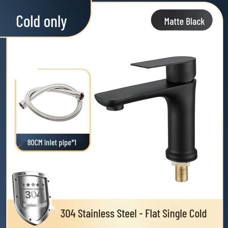 TLXT 304 Stainless Steel Matte Black Single Cold Basin Faucet