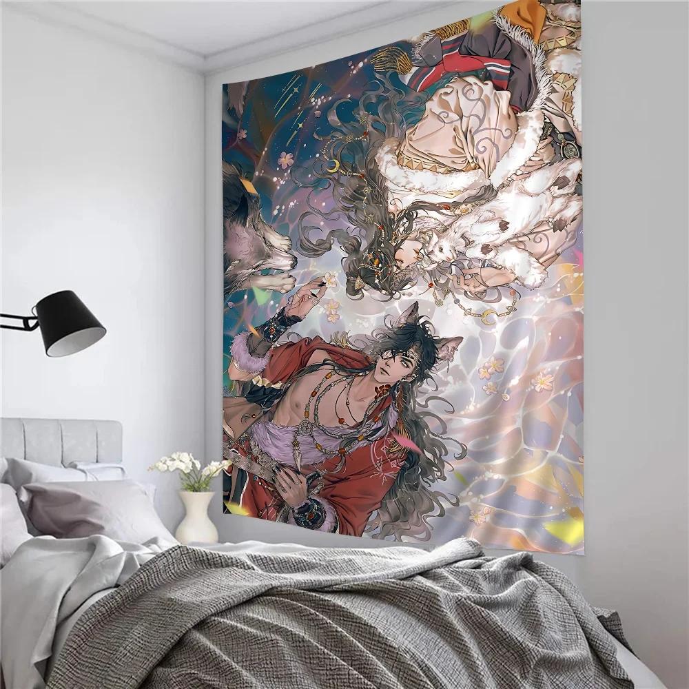 Heaven Officials Blessing Cartoon Tapestry Art Science Fiction Room Home Decor Wall Hanging Home Decor