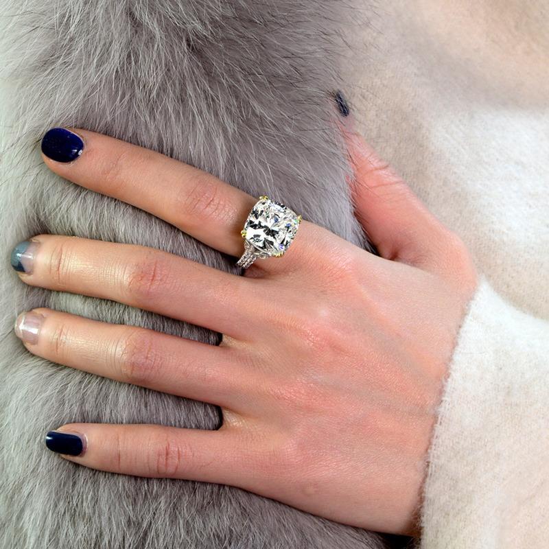 Gica Gema Prsteny s vysoce uhlíkovými diamanty ze sterlingového stříbra 925, unikátní design, čtvercový tvar, romantické jemné šperky, svatební párty dárky, nový trend 14 * 14 mm