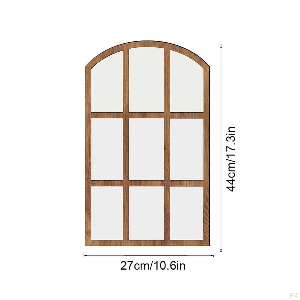 Arched Window Pane Mirror Arch Farmhouse Wall Background Wooden Framed for