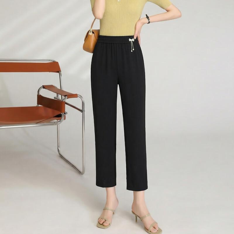 LangSha Women's High-Waist Straight Leg Capri Pants