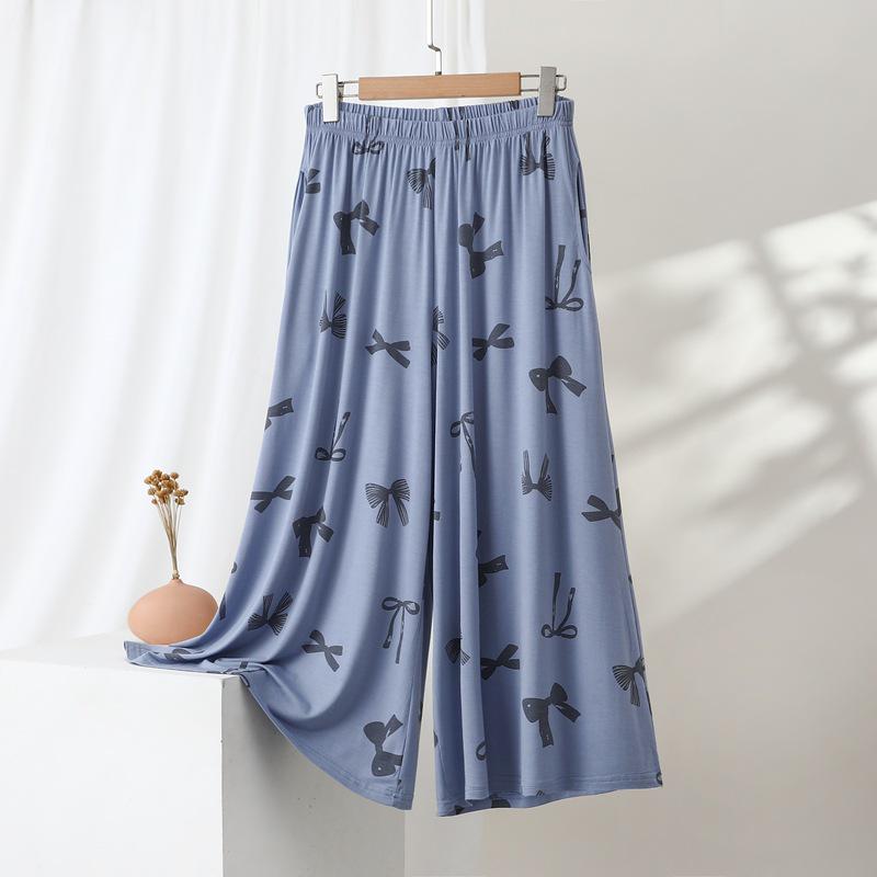 Modal Women's Printed Slimming Loose Fit Plus Size Casual Pants for Spring and Summer