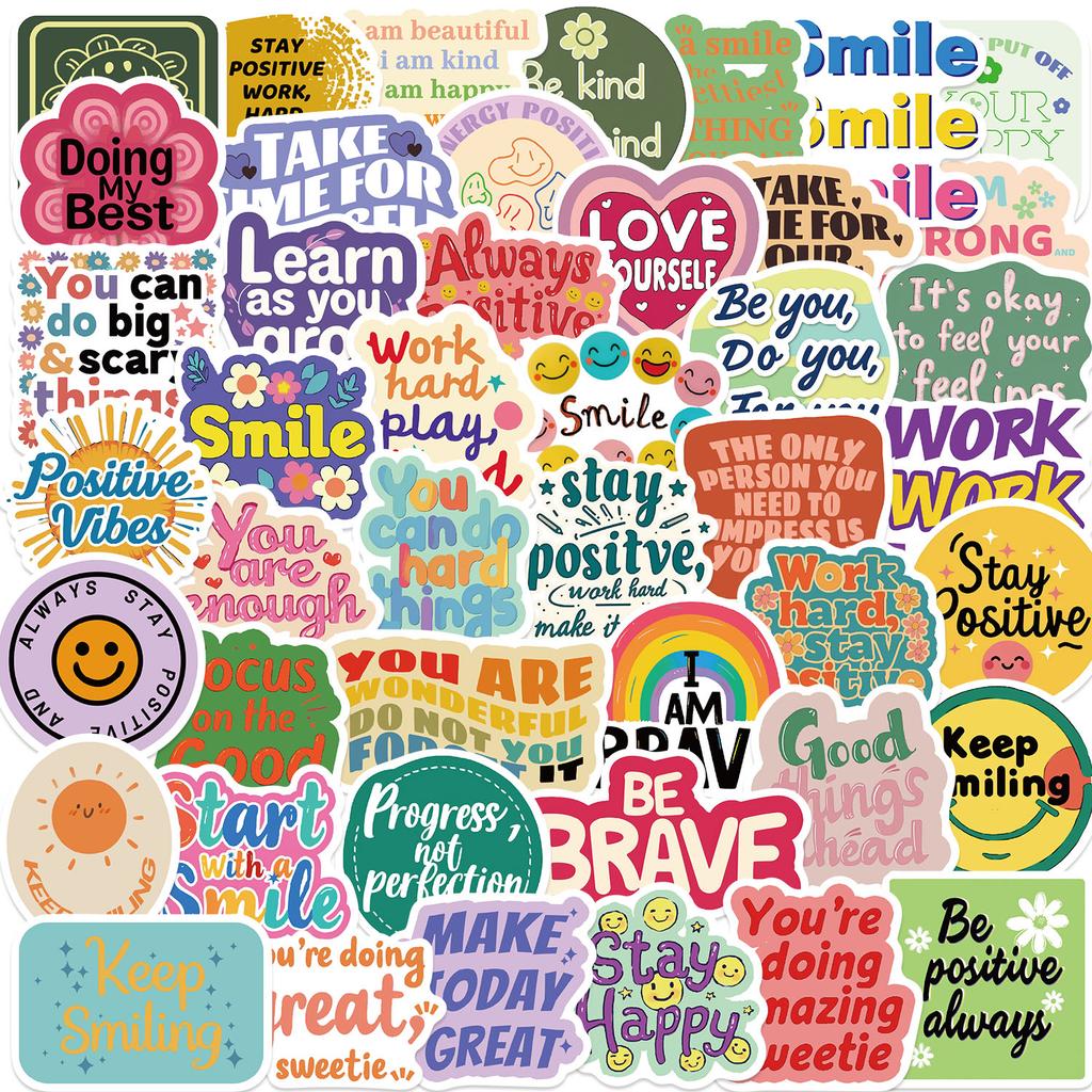 50PCS Positive Affirmation Stickers Harajuku Skateboard Graffiti Decals Luggage Suitcase Bike Gift Phone Bike Colorful Sticker